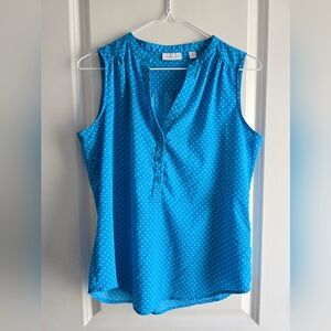 New York & Company Teal Polka Dot Blouse